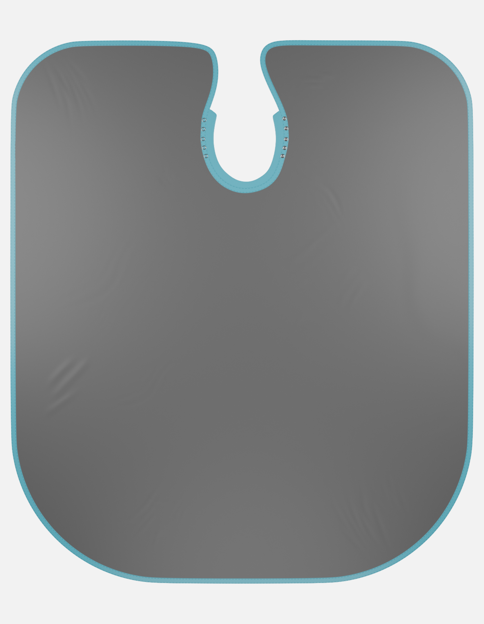 Premium Dark Gray with Light Blue Edge Barber Cape in Silicone collar with buttons Closure