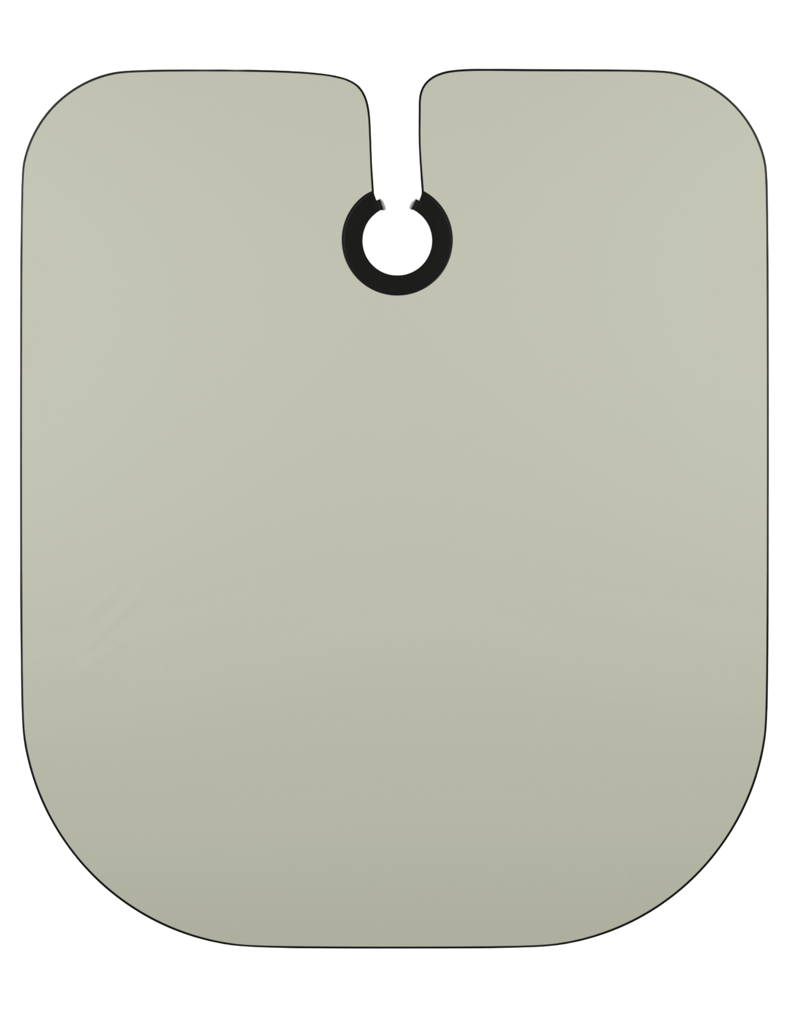 Premium beige barber cape silicone collar and metal hook closure, designed for comfort and professional use.