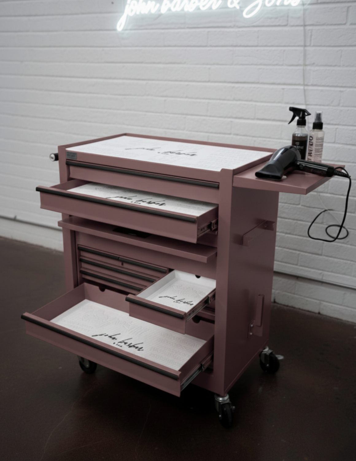 BARBER TROLLEY PRO – Mobiele trolley in verschillende kleuren – UV-desinfectie – Barbiertrolley