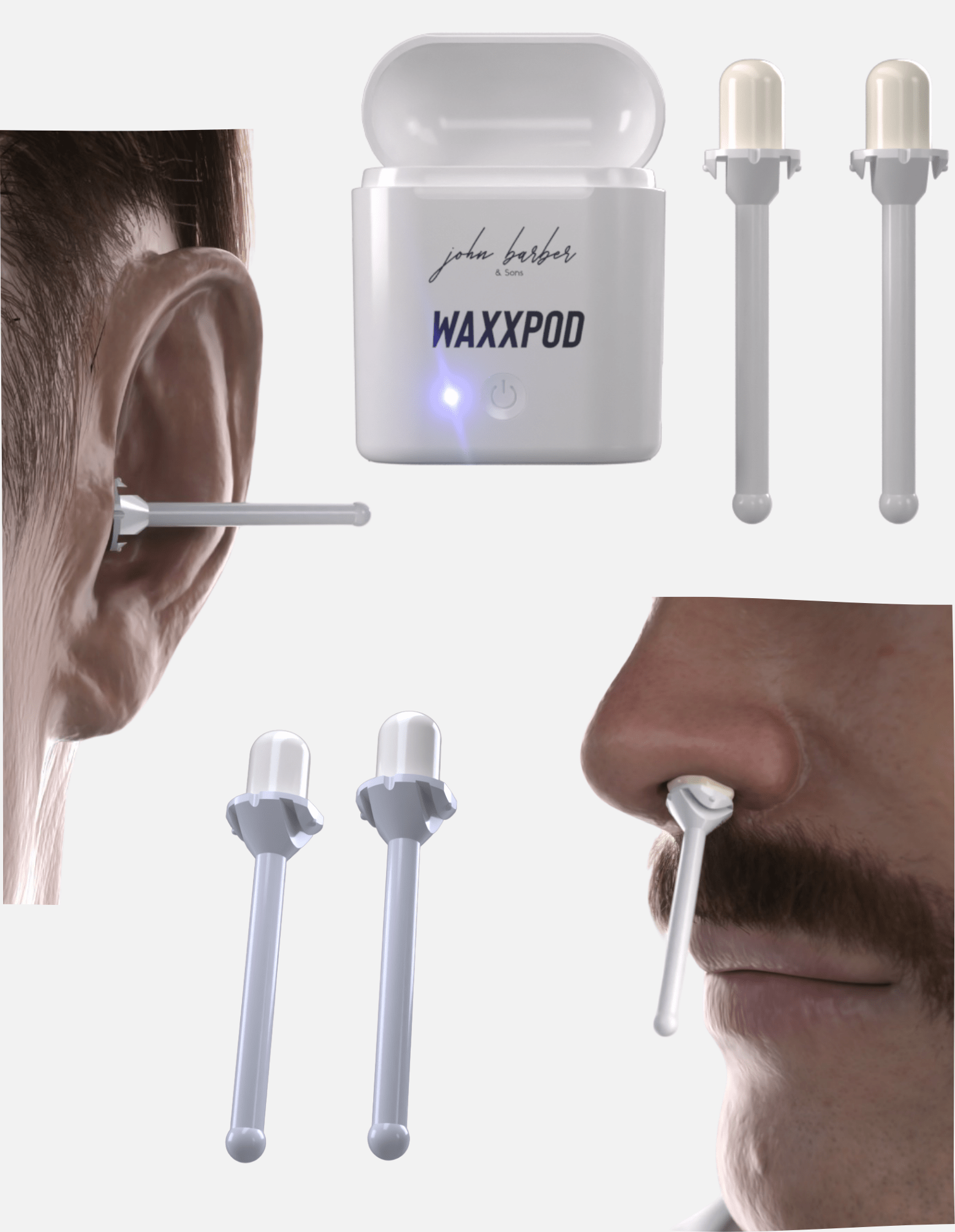 WaxxPod™ uređaj za uklanjanje dlačica iz nosa i ušiju – USB komplet za depilaciju s 24 štapića