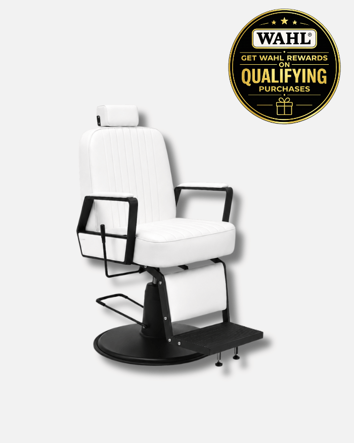 Plain Weiss BÍLÝ - ČERNÝ Unisex Kadeřnické Křeslo / Barber Křeslo