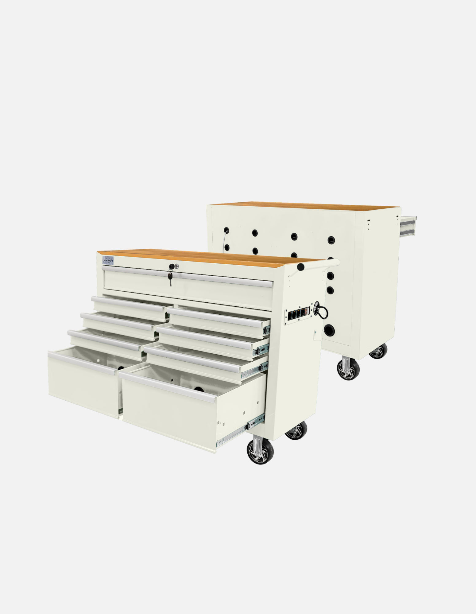 BARBER ROLLWAGEN PRO XL - UV-STERILISATION - HOLZ ARBEITSPLATTE - EINGEBAUTER STECKDOSE