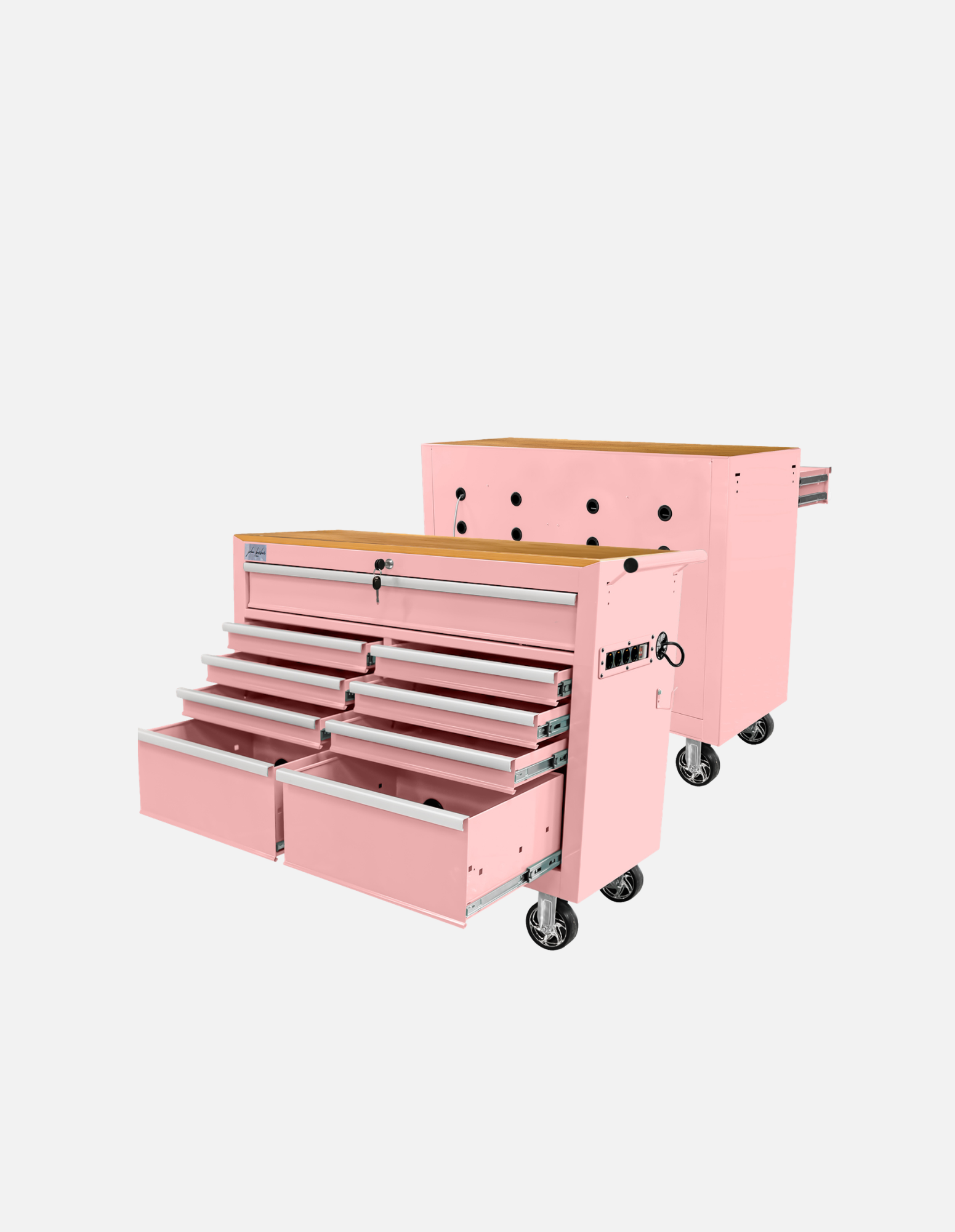 Barber Rollwagen Pro XL mit UV Sterilisation und Holz Arbeitsplatte