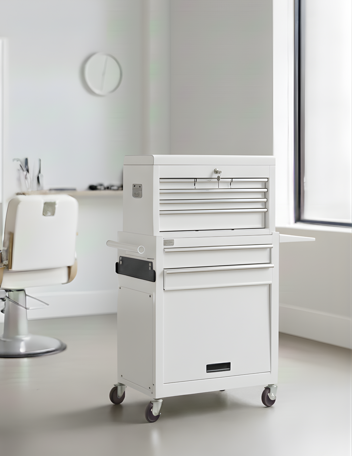 BARBER TROLLEY PRO – Carrello mobile in diversi colori – Disinfezione UV – Carrello da barbiere