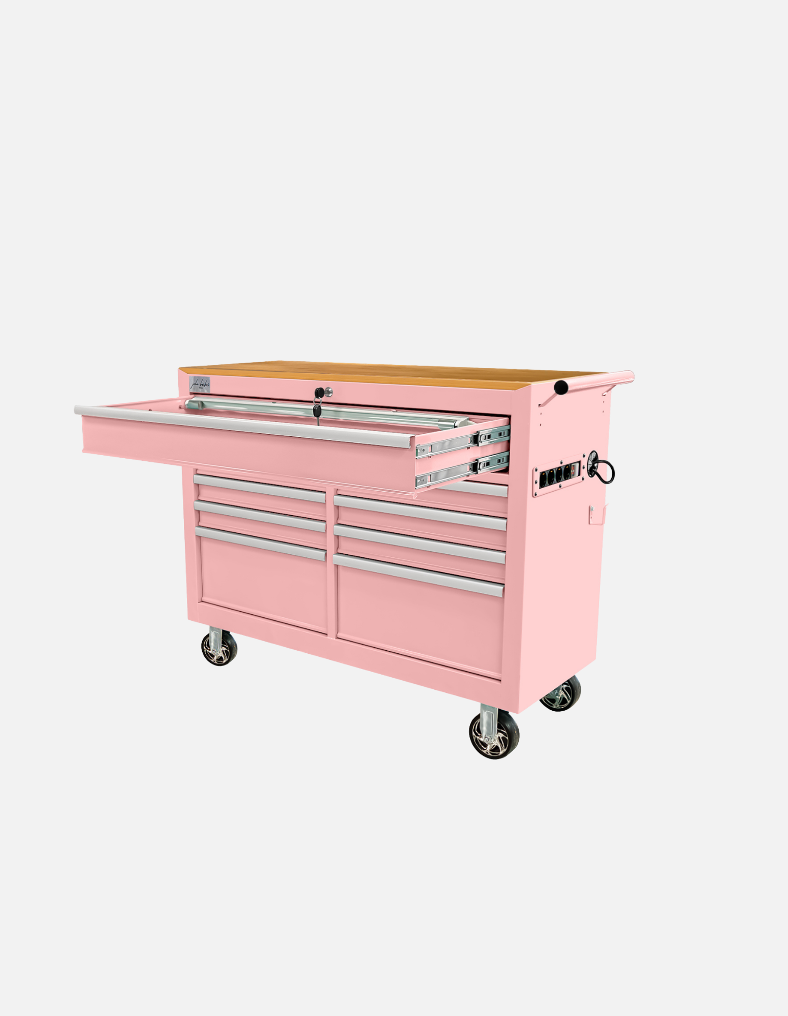 Barber Rollwagen Pro XL mit UV Sterilisation und Holz Arbeitsplatte