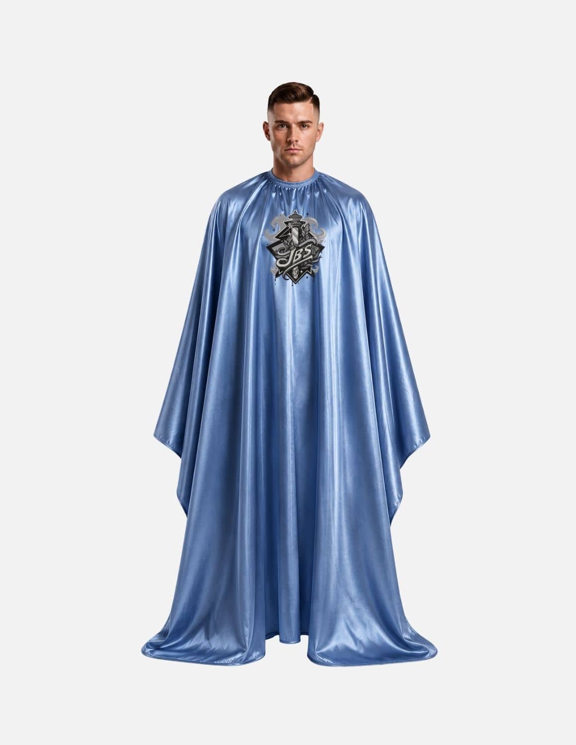 Premium satinbarberkappa med sidenlook – Broderad med din logotyp | Frisörkappa & satinkappa