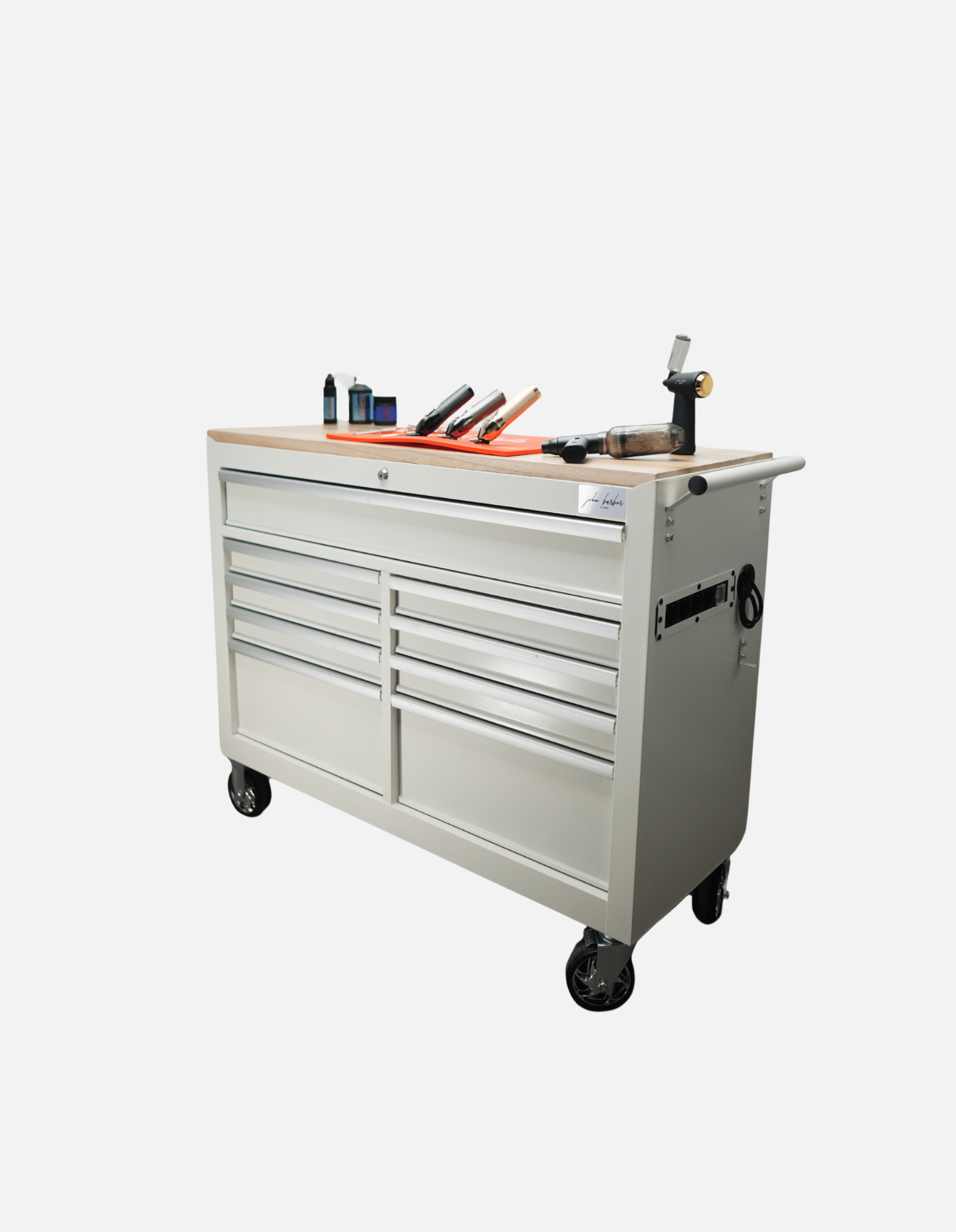 BARBER ROLLWAGEN PRO XL - UV-STERILISATION - HOLZ ARBEITSPLATTE - EINGEBAUTER STECKDOSE