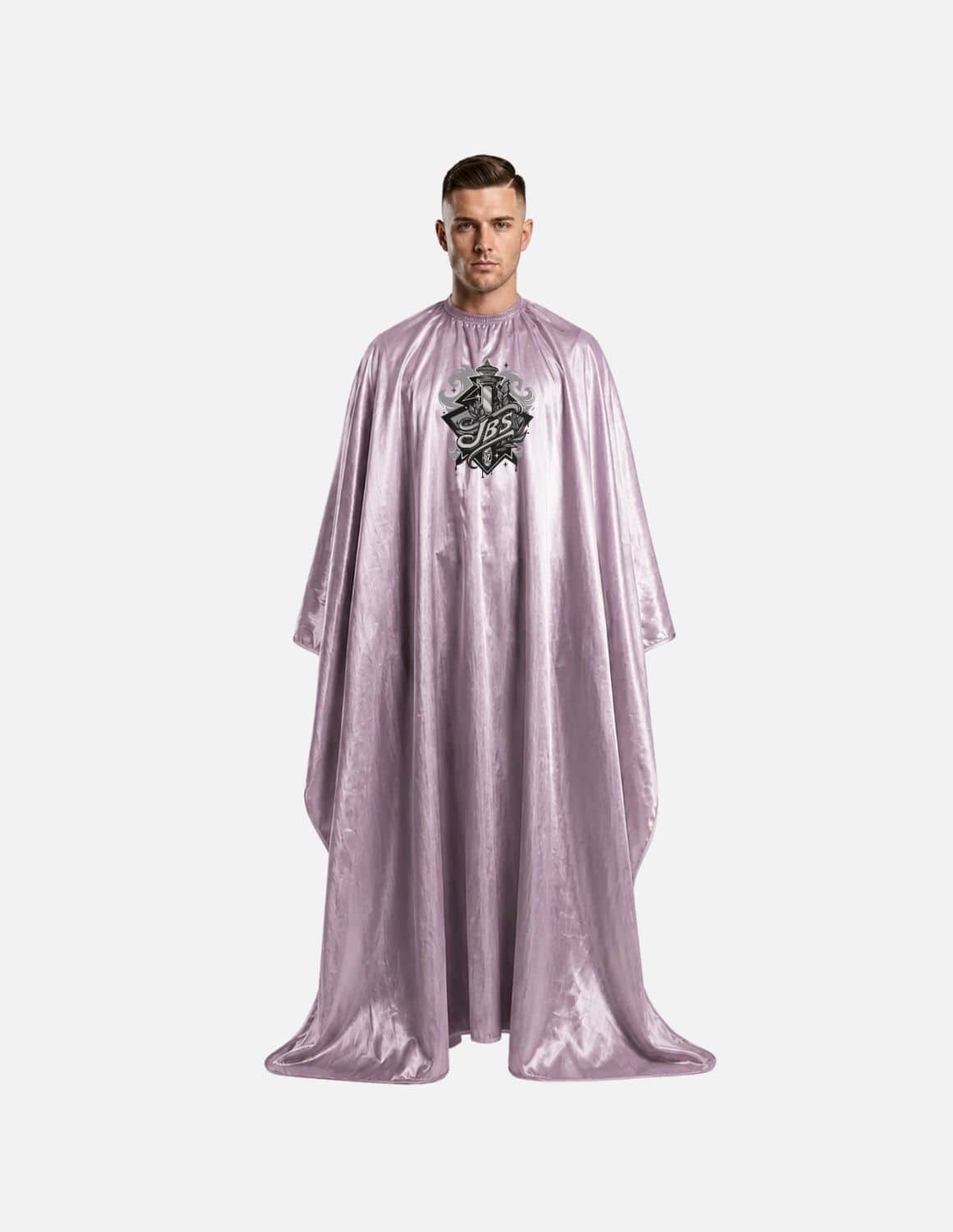 Premium satinbarberkappa med sidenlook – Broderad med din logotyp | Frisörkappa & satinkappa