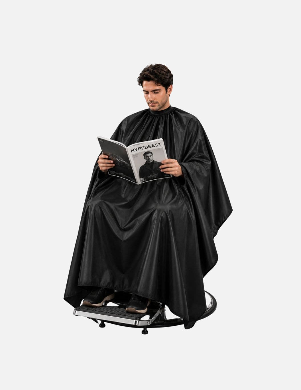 Hands-Free barberarkappa med handöppningar — Barberar- och frisörkappa utan logotyp