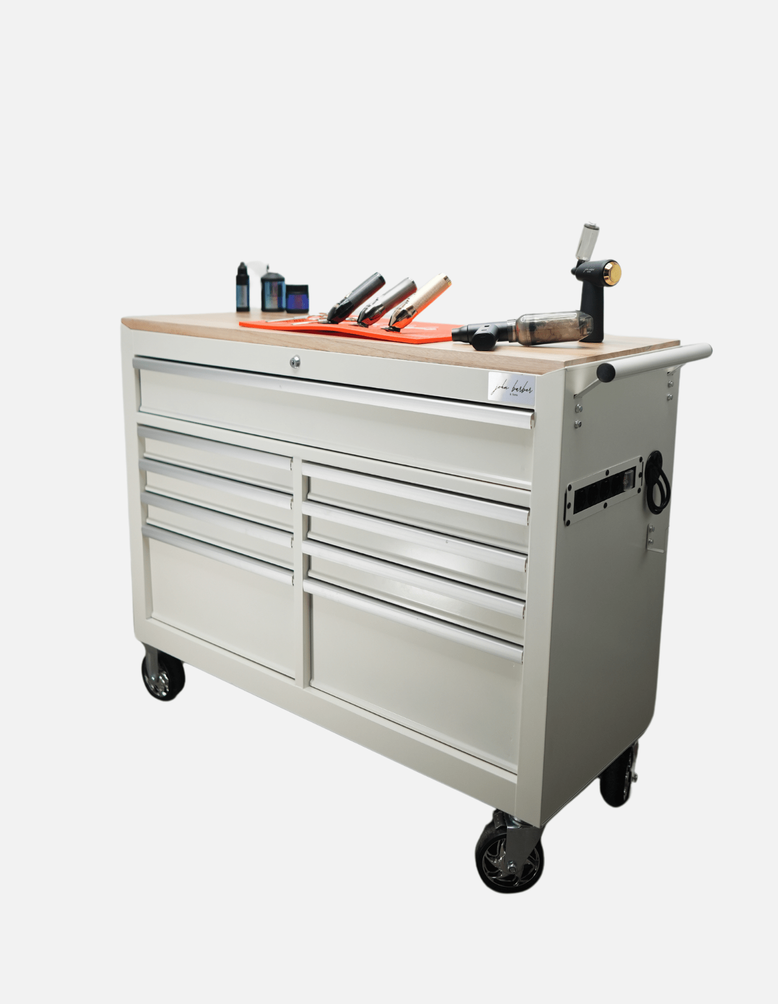 BARBER ROLLWAGEN PRO XL - UV STERILIZÁLÁS - FA MUNKALAP - BEÉPÍTETT KONNEKTOR