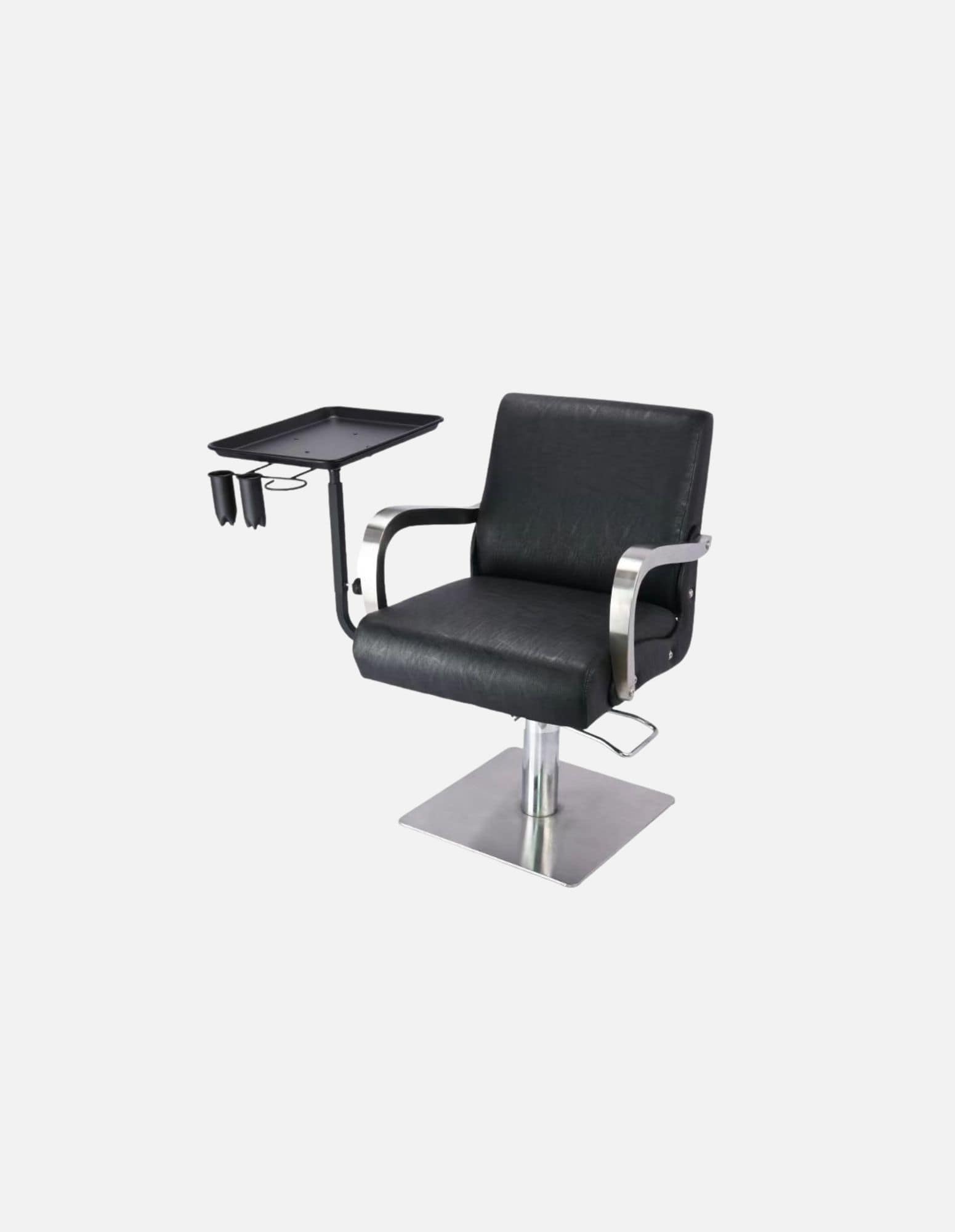 Rotierendes Tablett für Barber &- Friseurstühle Floating Tray Ablage Aluminium in Schwarz