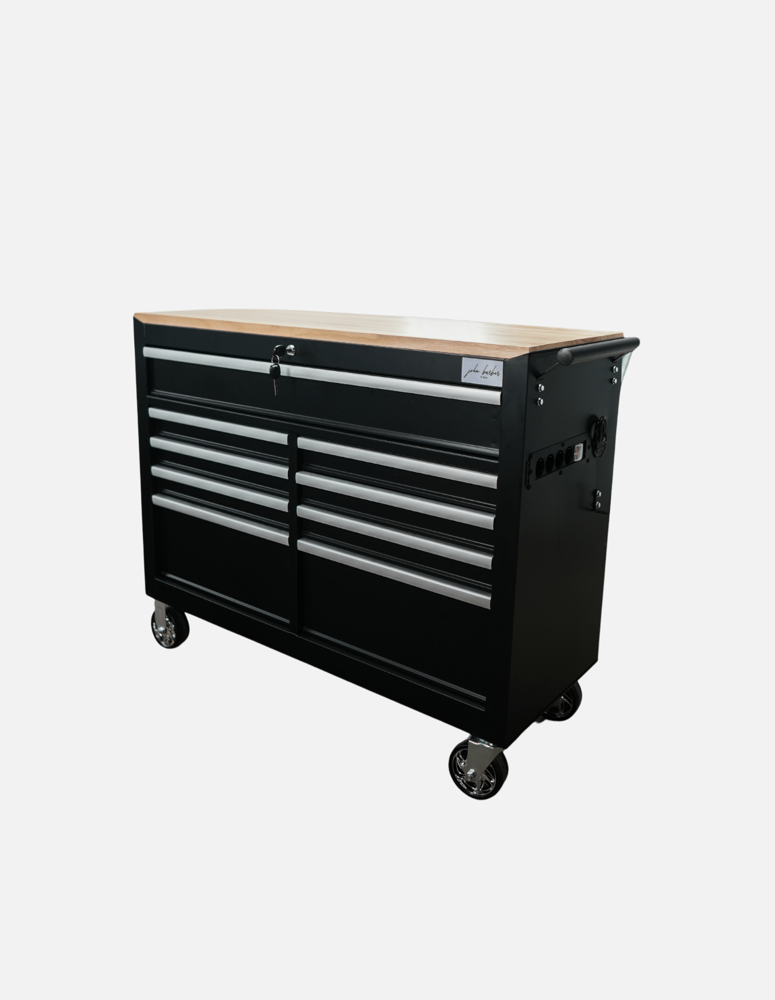 Barber Rollwagen Pro XL mit UV Sterilisation und Holz Arbeitsplatte