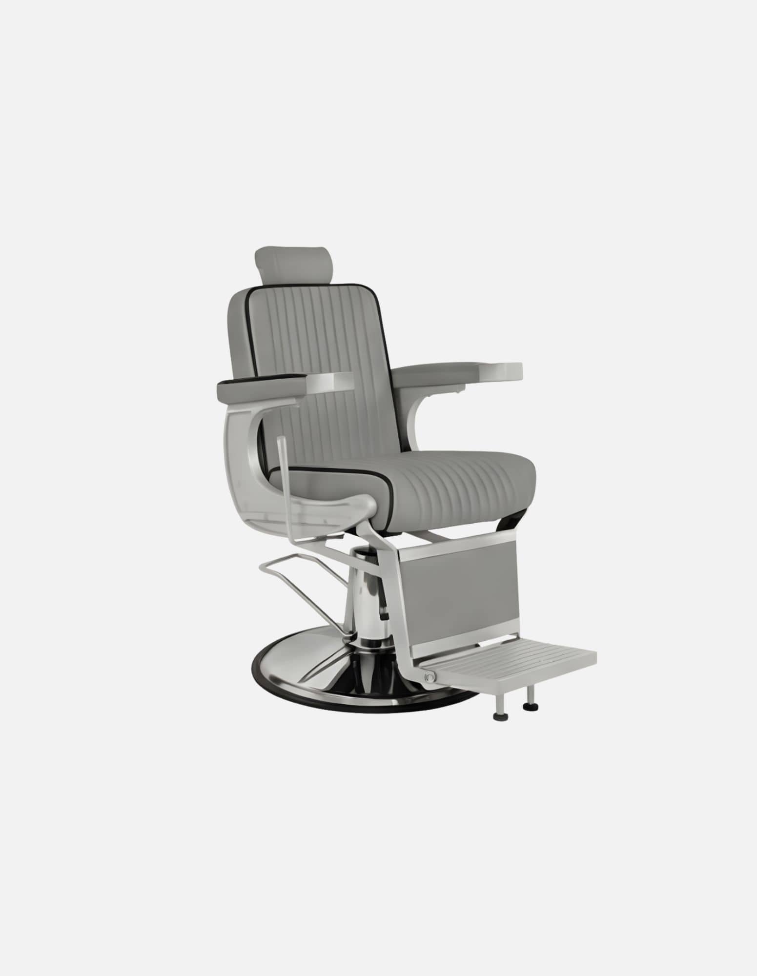 New School barber křeslo – matně šedý rám s šedou kůží
