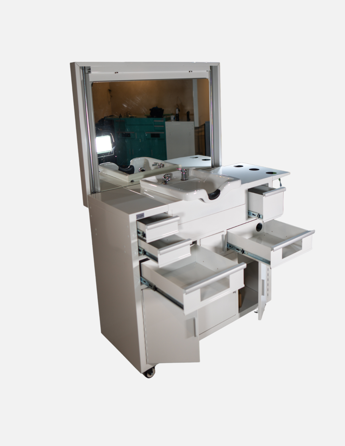 Friseur Arbeitsstation Evolution mit LED Spiegel