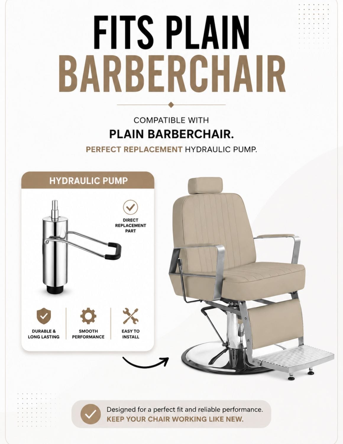 Hydraulická pumpa pro barber a kadeřnické křeslo | Univerzální náhradní hydraulický válec se zdvihem 140 mm