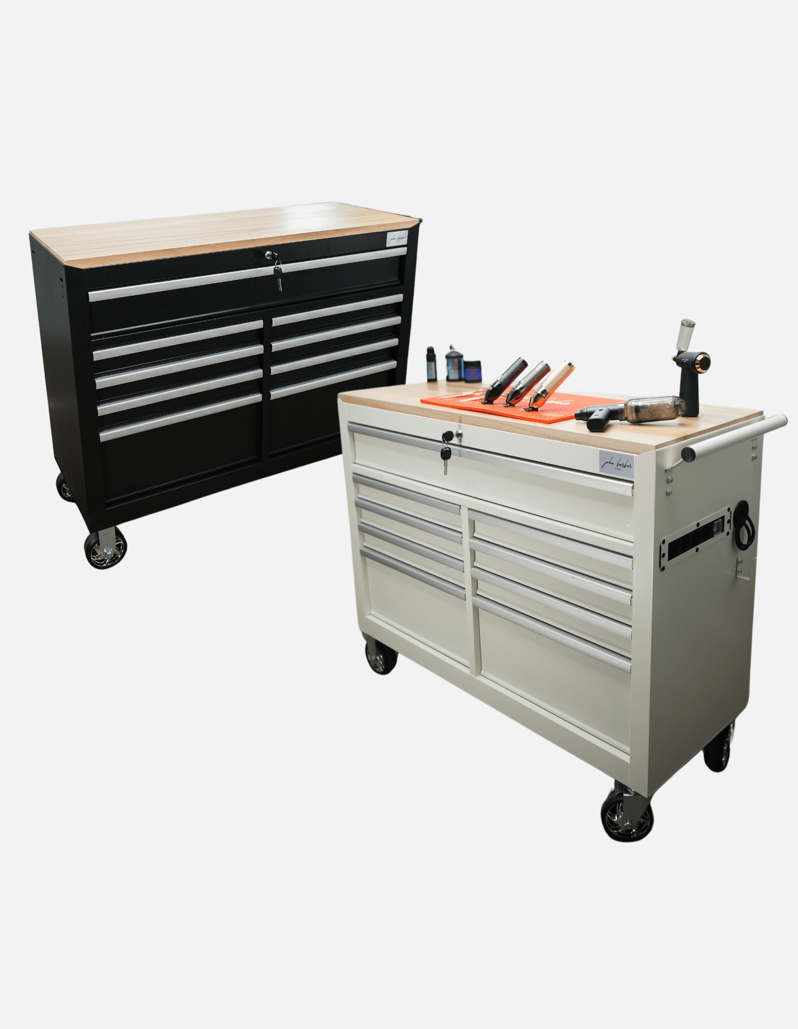 BARBER ROLLWAGEN PRO XL - UV STERILIZÁLÁS - FA MUNKALAP - BEÉPÍTETT KONNEKTOR