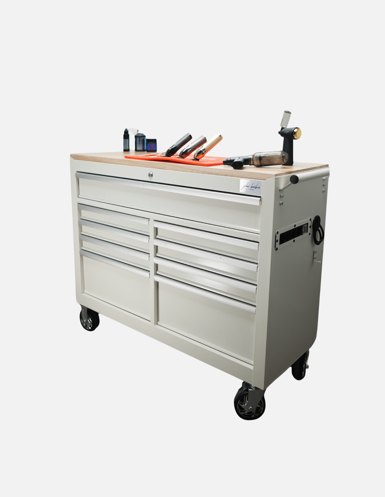 Barber Rollwagen Pro XL mit UV Sterilisation und Holz Arbeitsplatte