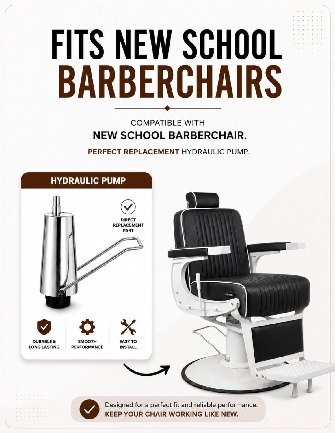 Hydraulická pumpa pro barber a kadeřnické křeslo | Univerzální náhradní hydraulický válec se zdvihem 140 mm