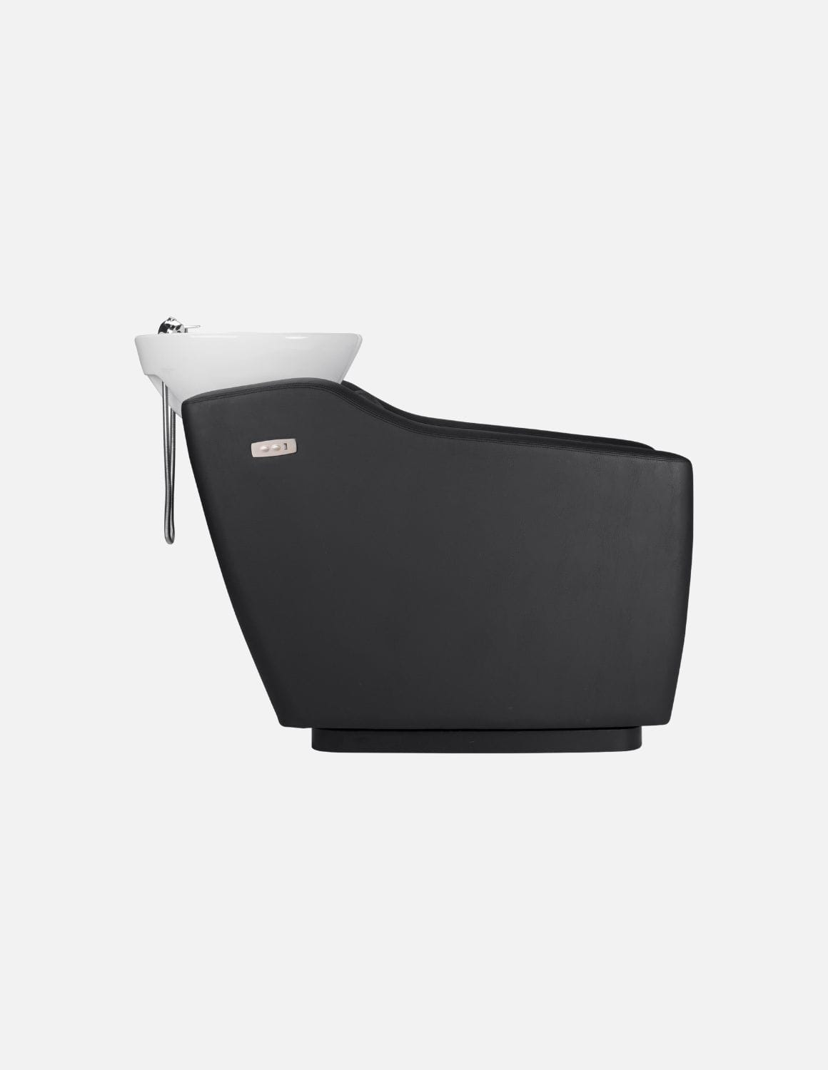 Harmony — Sillón negro de lavado para peluquería con respaldo eléctrico y función de masaje | Lavacabezas trasero y estación de lavado para salones de peluquería, barberías y spas