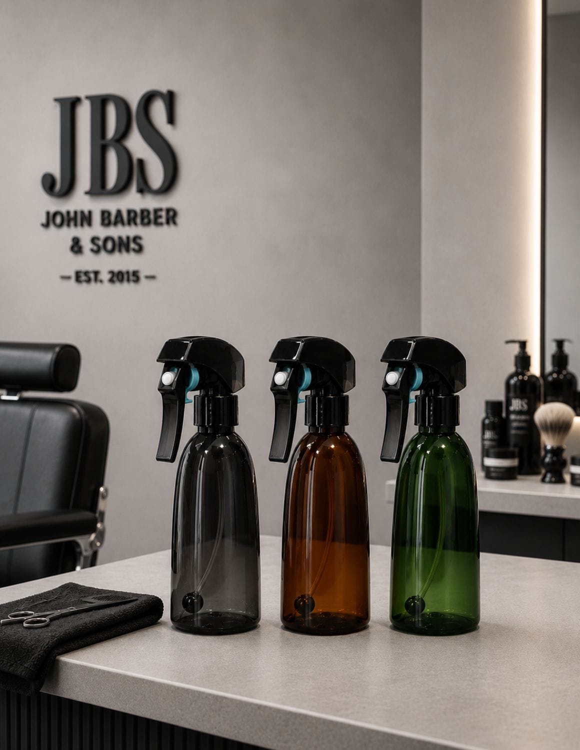 Wassersprühflasche Friseur 200ml – Vintage Sprühflasche Braun, Grün, Schwarz | JBS Retro Spray