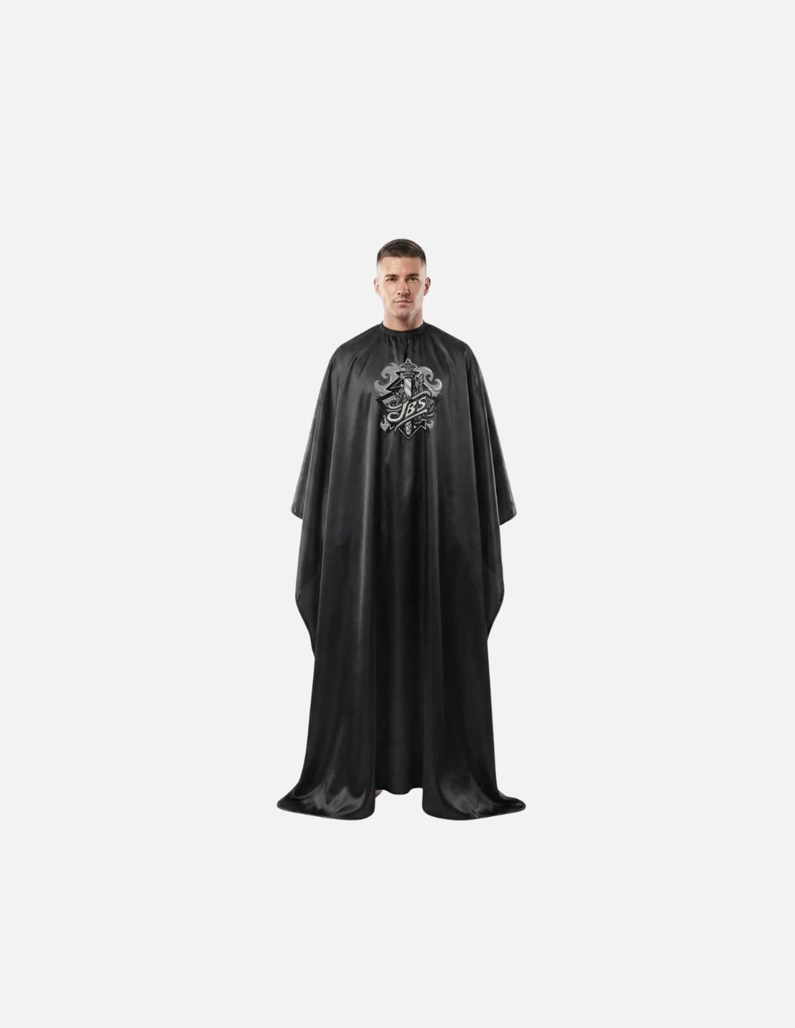 Premium satinbarberkappa med sidenlook – Broderad med din logotyp | Frisörkappa & satinkappa
