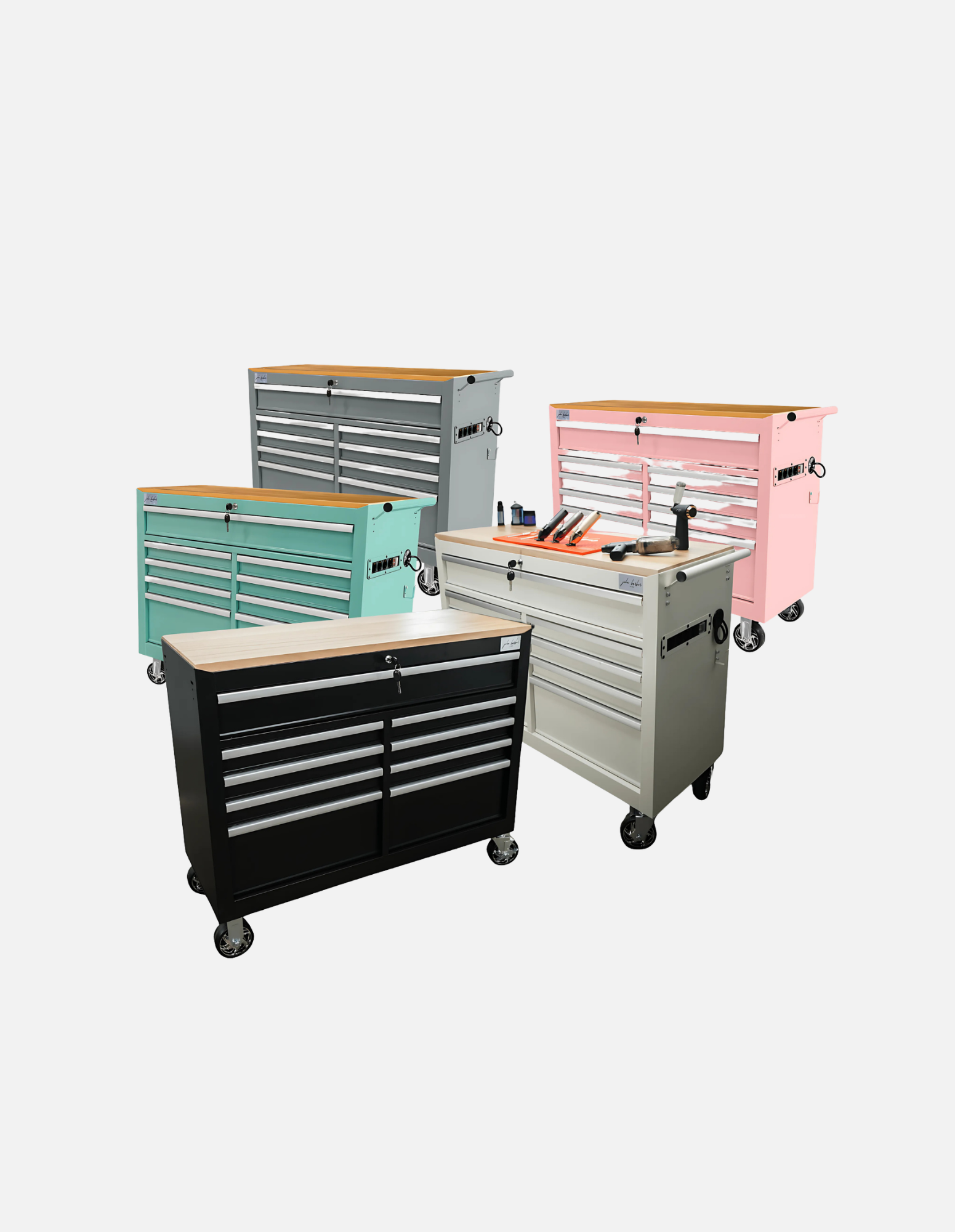 BARBER ROLLWAGEN PRO XL - UV-STERILISATION - HOLZ ARBEITSPLATTE - EINGEBAUTER STECKDOSE