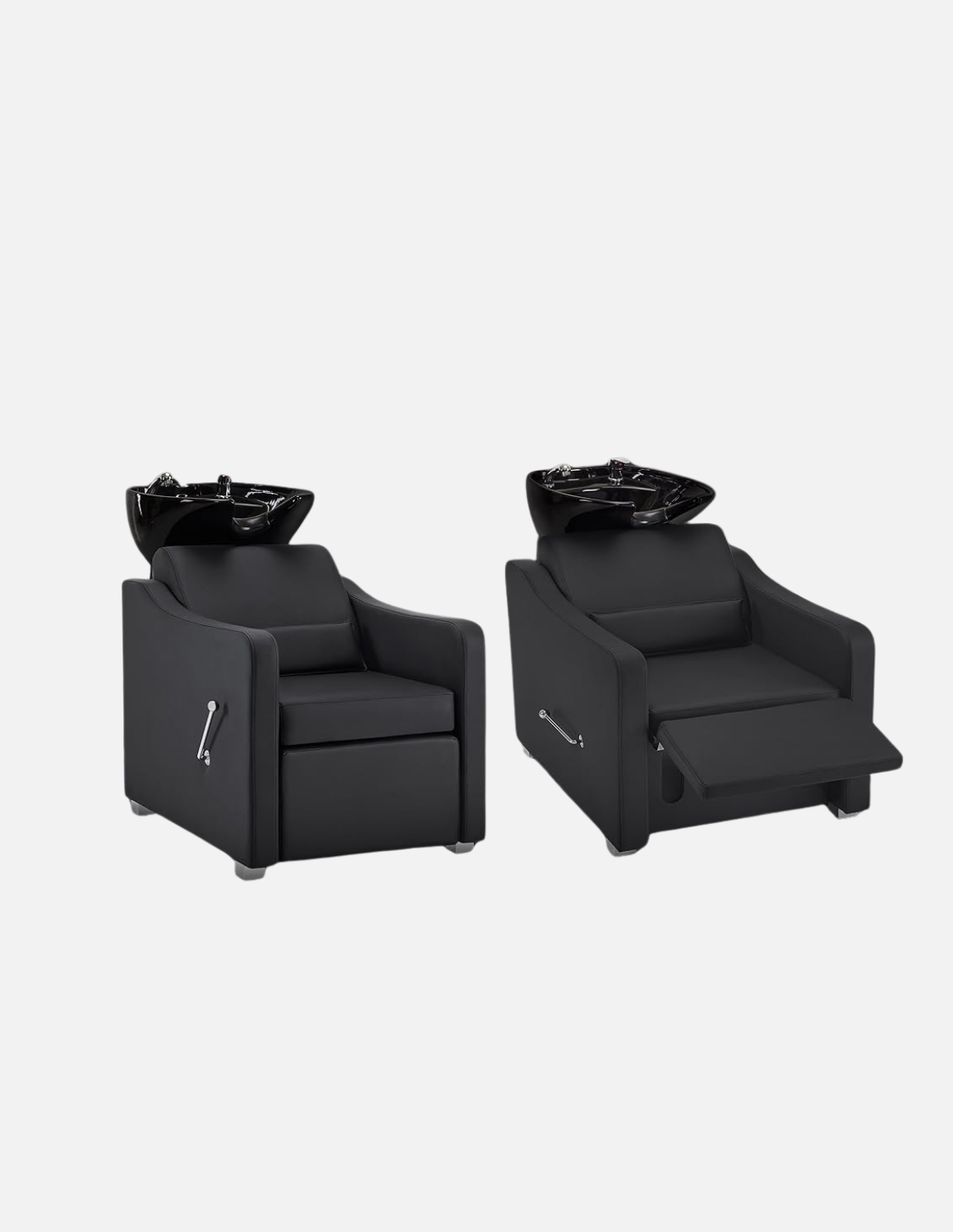 Adjustable barber and salon wash chair with backrest and customizable leather and basin color