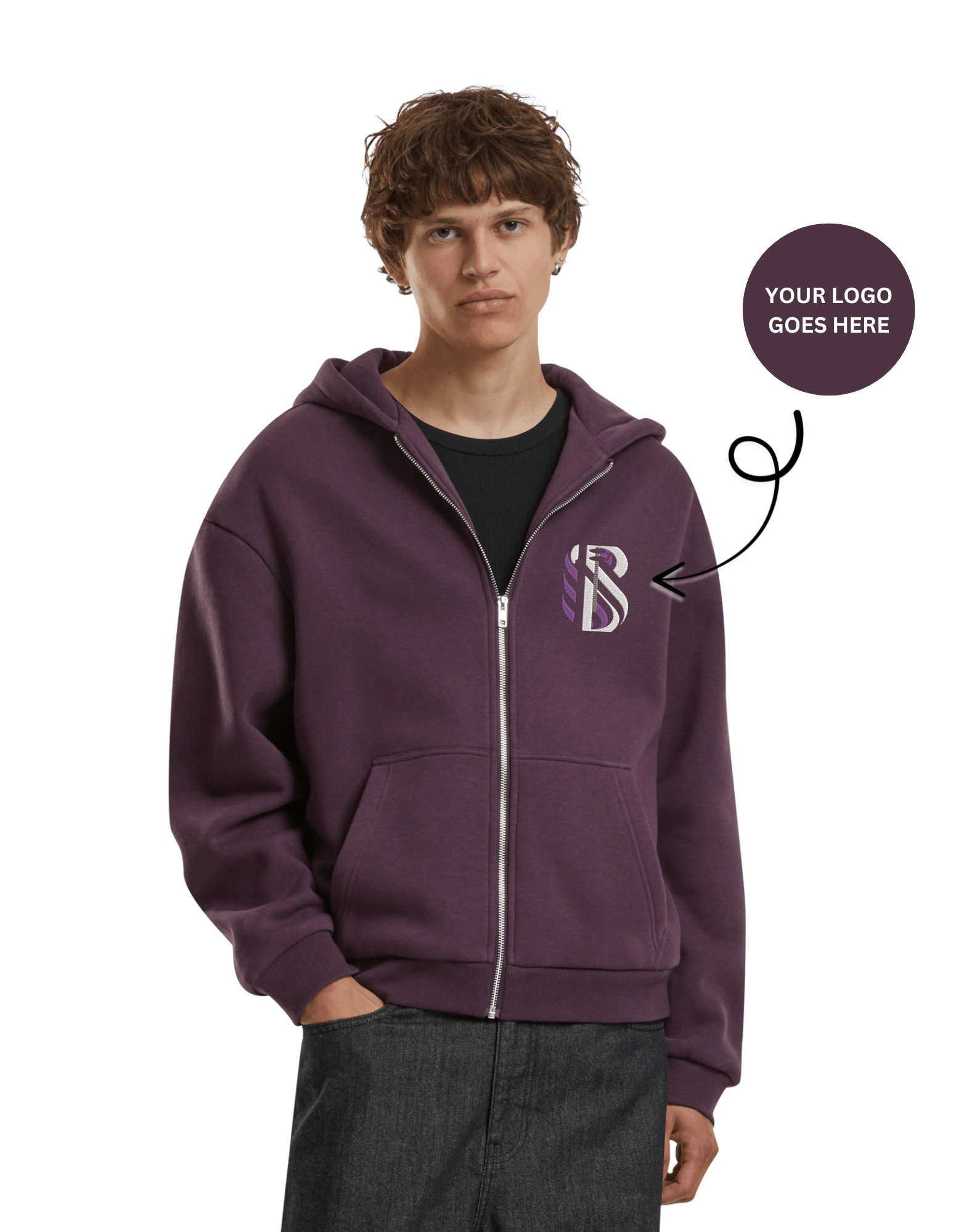 Oversized Fluffy Kapuzenpullover zip jacke mit Ihrem Logo