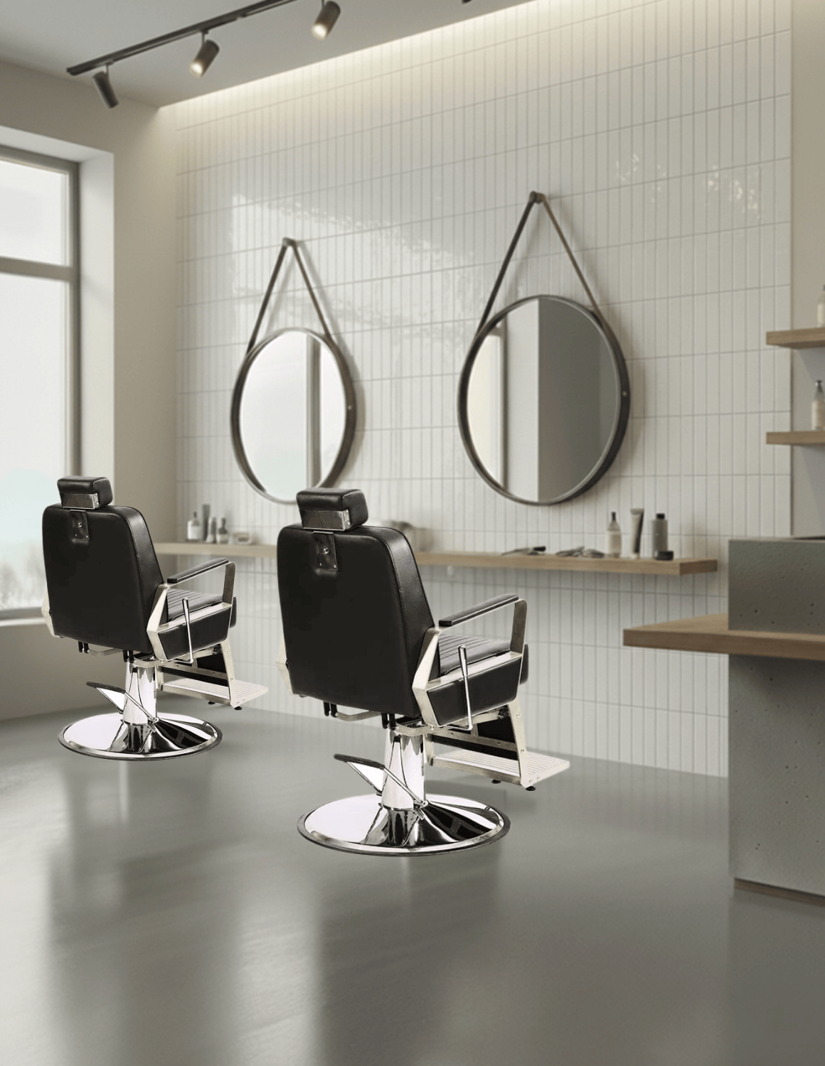 Dekorative selbstklebende Metallwandfliesen – stilvolle Wandverkleidung für Friseursalons, Barbershops und Kosmetikstudios mit modernem Design.
