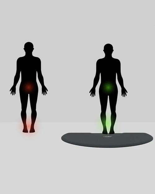 Tapete anti-fadiga em forma de semi-círculo em mármore dourado preto Maya para salões de beleza, estúdios e barbearias