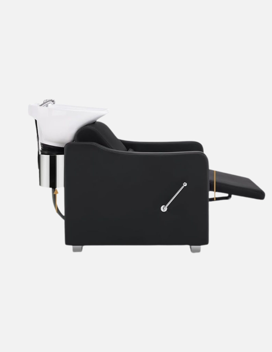 Adjustable barber and salon wash chair with backrest and customizable leather and basin color