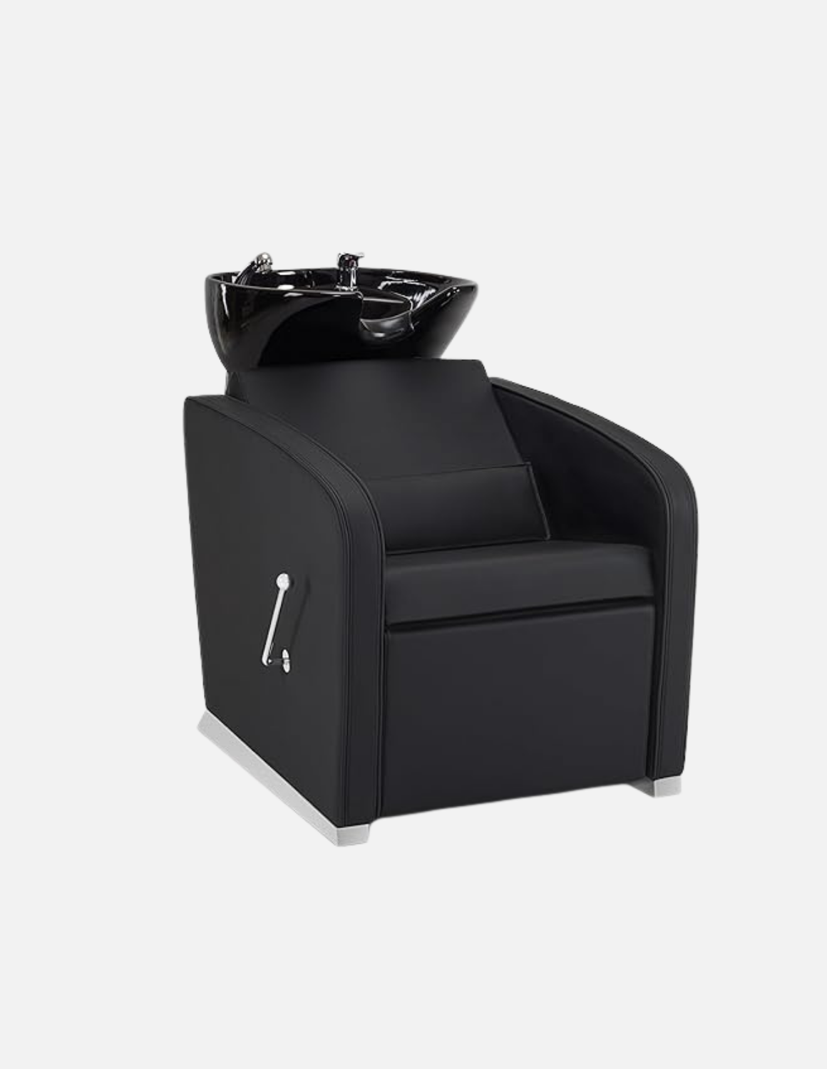 Adjustable barber and salon wash chair with backrest and customizable leather and basin color