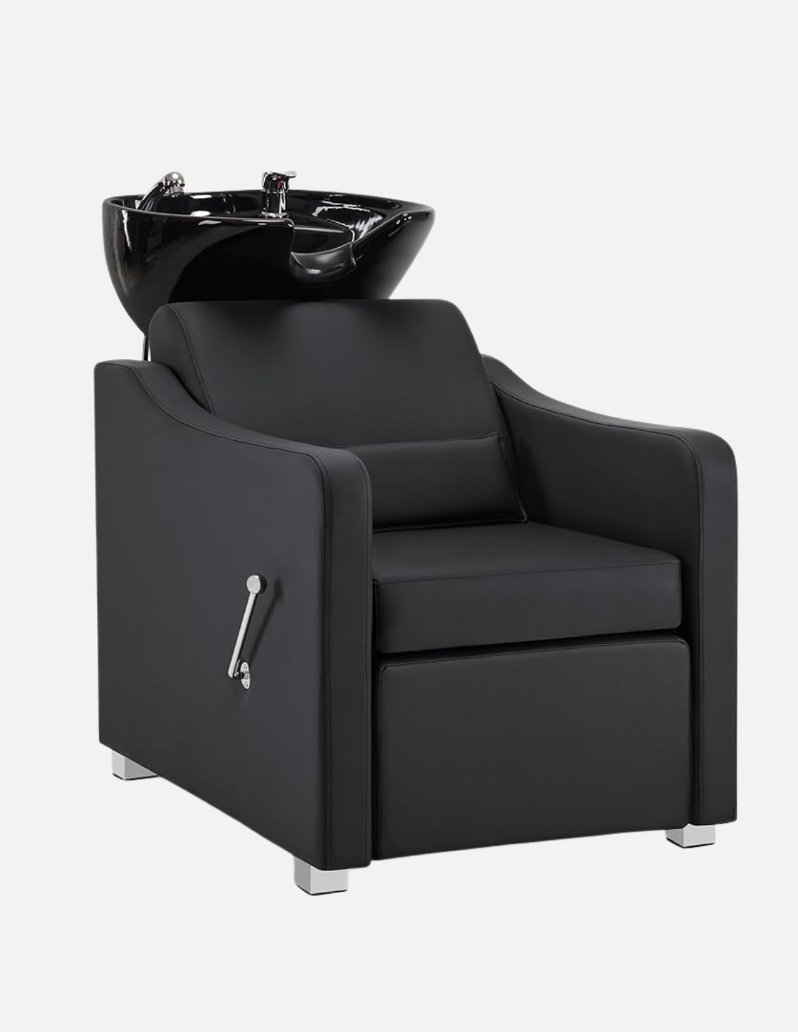 Adjustable barber and salon wash chair with backrest and customizable leather and basin color