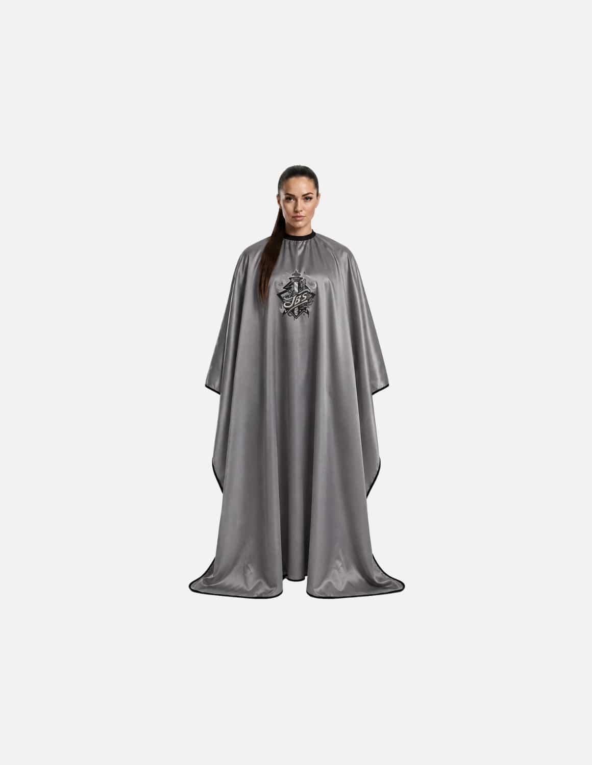 Premium satinbarberkappa med sidenlook – Broderad med din logotyp | Frisörkappa & satinkappa