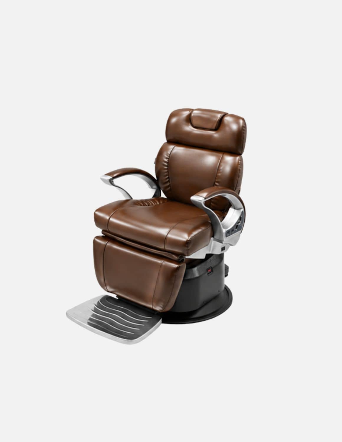 JBS e-Opus 1.0 Braun Hochglanz — Vollelektrischer Barberstuhl & Friseurstuhl mit elektrischer Höhenverstellung, elektrischer Neigung, elektrischer Beinstütze & Memory-Funktion | Premium-Stuhl für Barbershop, Friseursalon & Studio