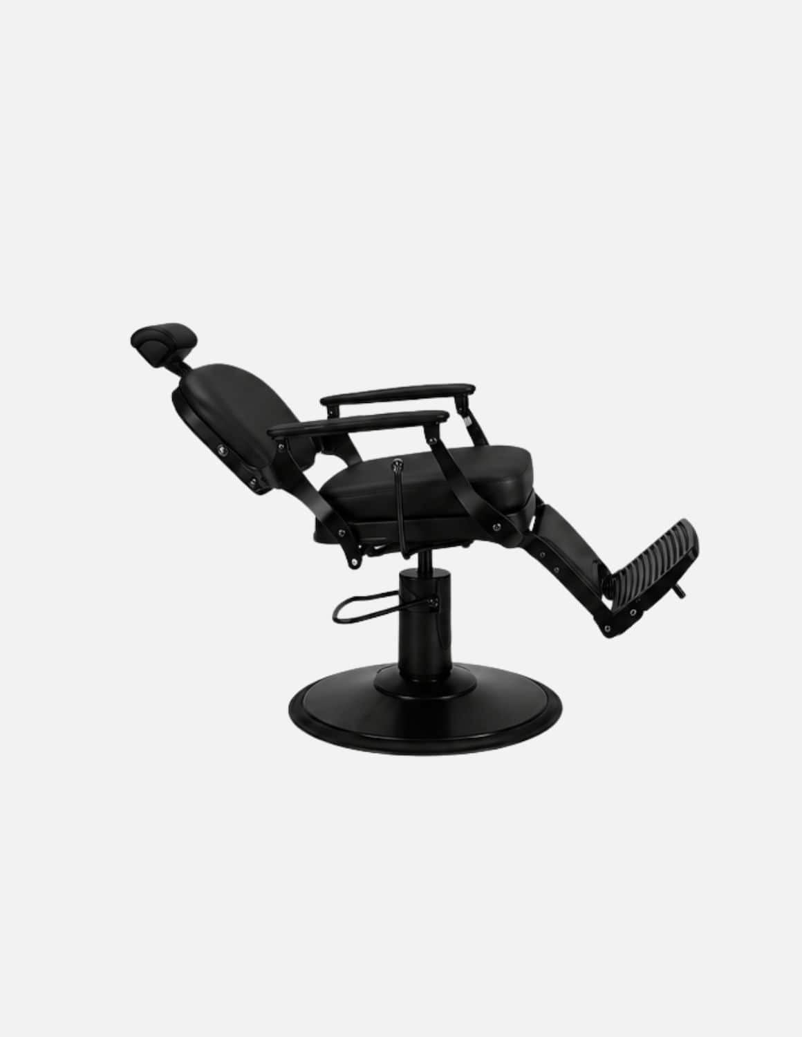 Atelier — Black Barber Chair & Salon Chair in a Minimalist Design | Slim Hydraulic Chair with Reclining Backrest — Chrome or Matte Black Frame