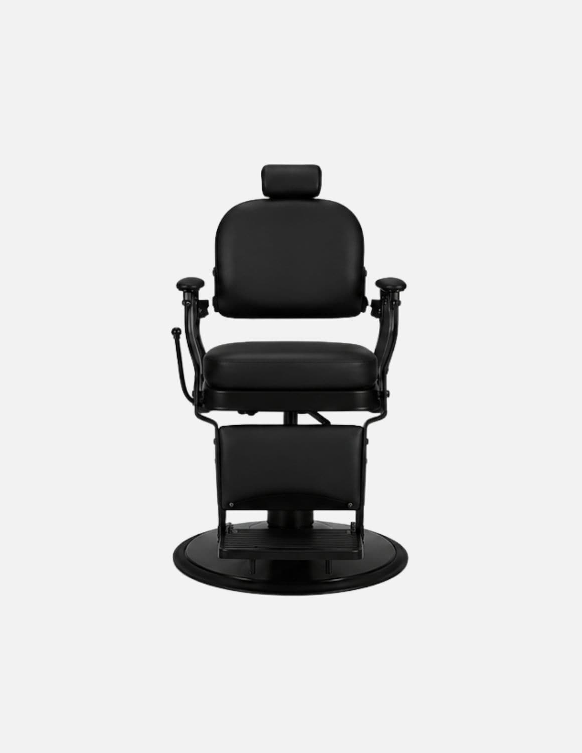 Atelier — Black Barber Chair & Salon Chair in a Minimalist Design | Slim Hydraulic Chair with Reclining Backrest — Chrome or Matte Black Frame
