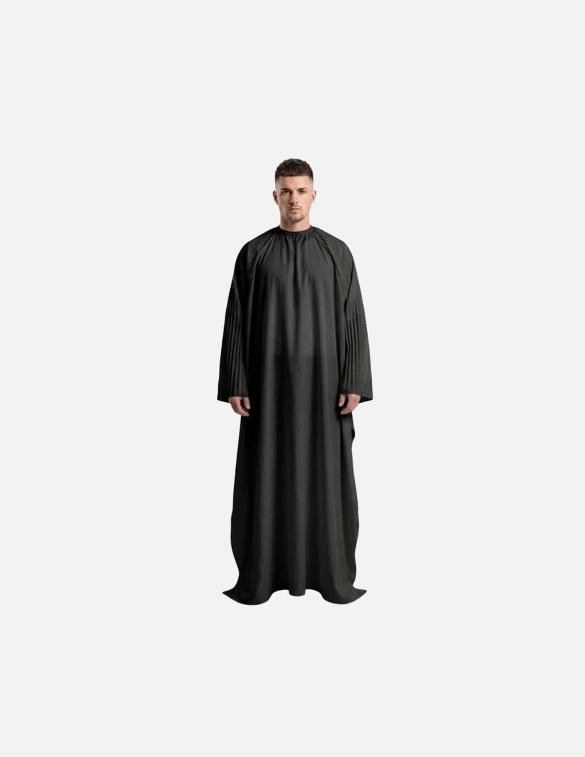 The Monarch – Premium satincape med plisserade kimonoärmar i sidenlook | Frisörkappa & satincape