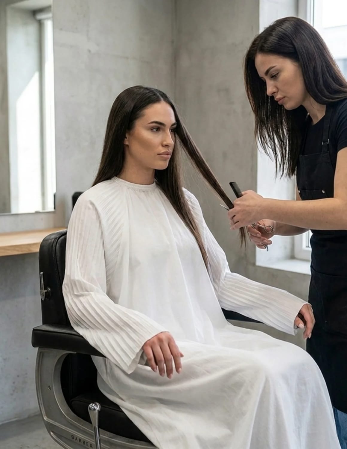 The Monarch – Premium satincape med plisserade kimonoärmar i sidenlook | Frisörkappa & satincape