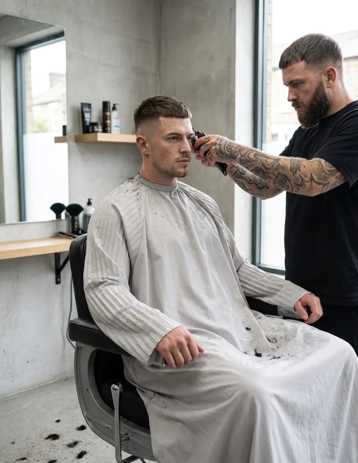 The Monarch – Premium satincape med plisserade kimonoärmar i sidenlook | Frisörkappa & satincape