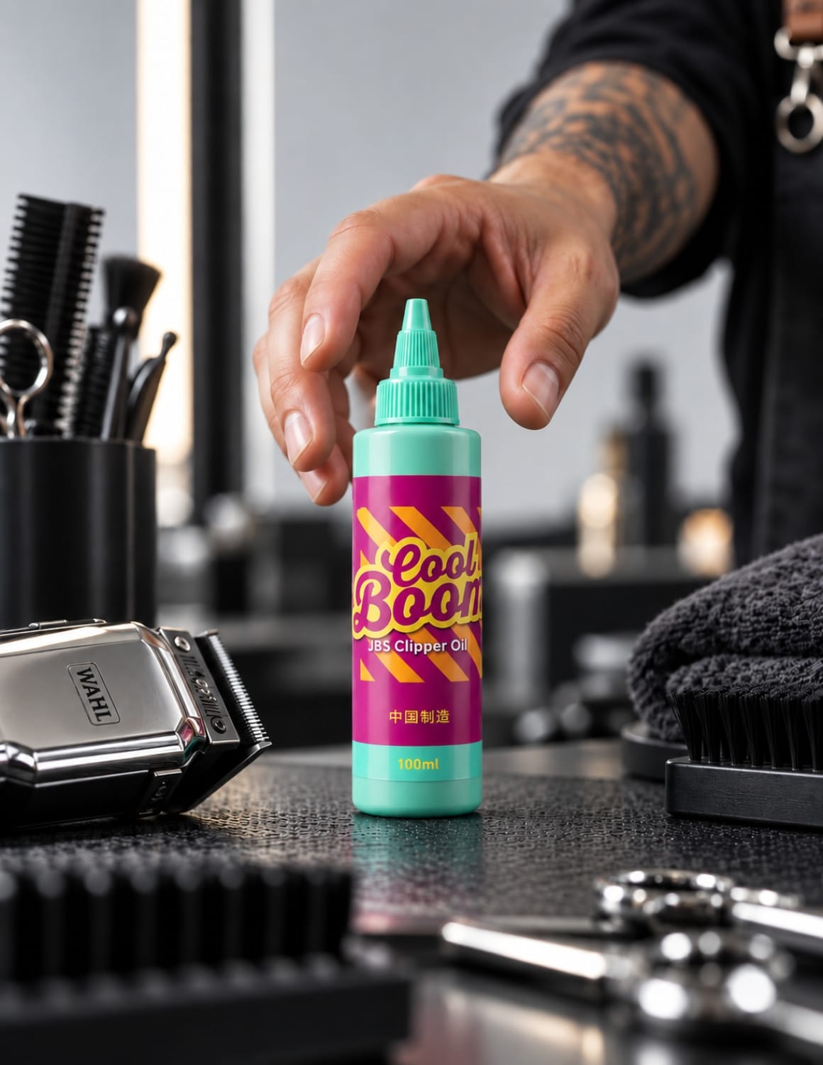 JBS Cool Boom Clipper Oil — Universal Klingenöl für Clipper, Trimmer & Haarschneidemaschinen | Maschinenöl für Barber & Friseure, 100 ml