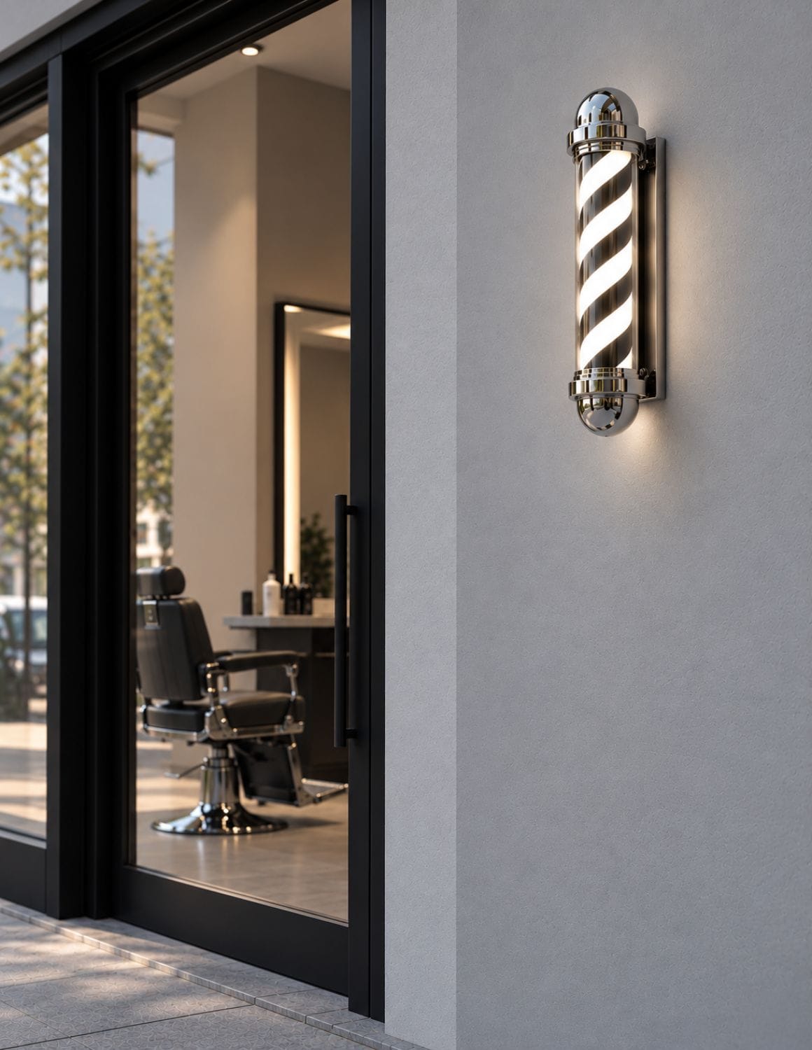 Rotující barber pole – černá a stříbrná