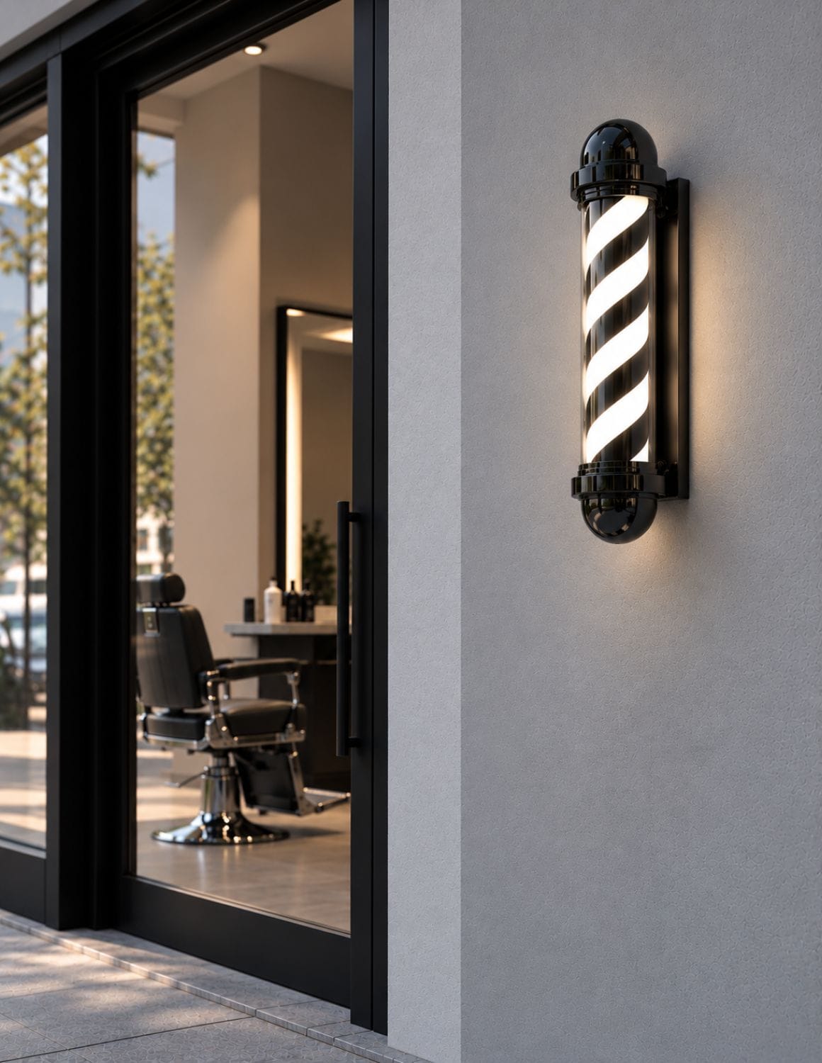 Rotující barber pole – černá a stříbrná