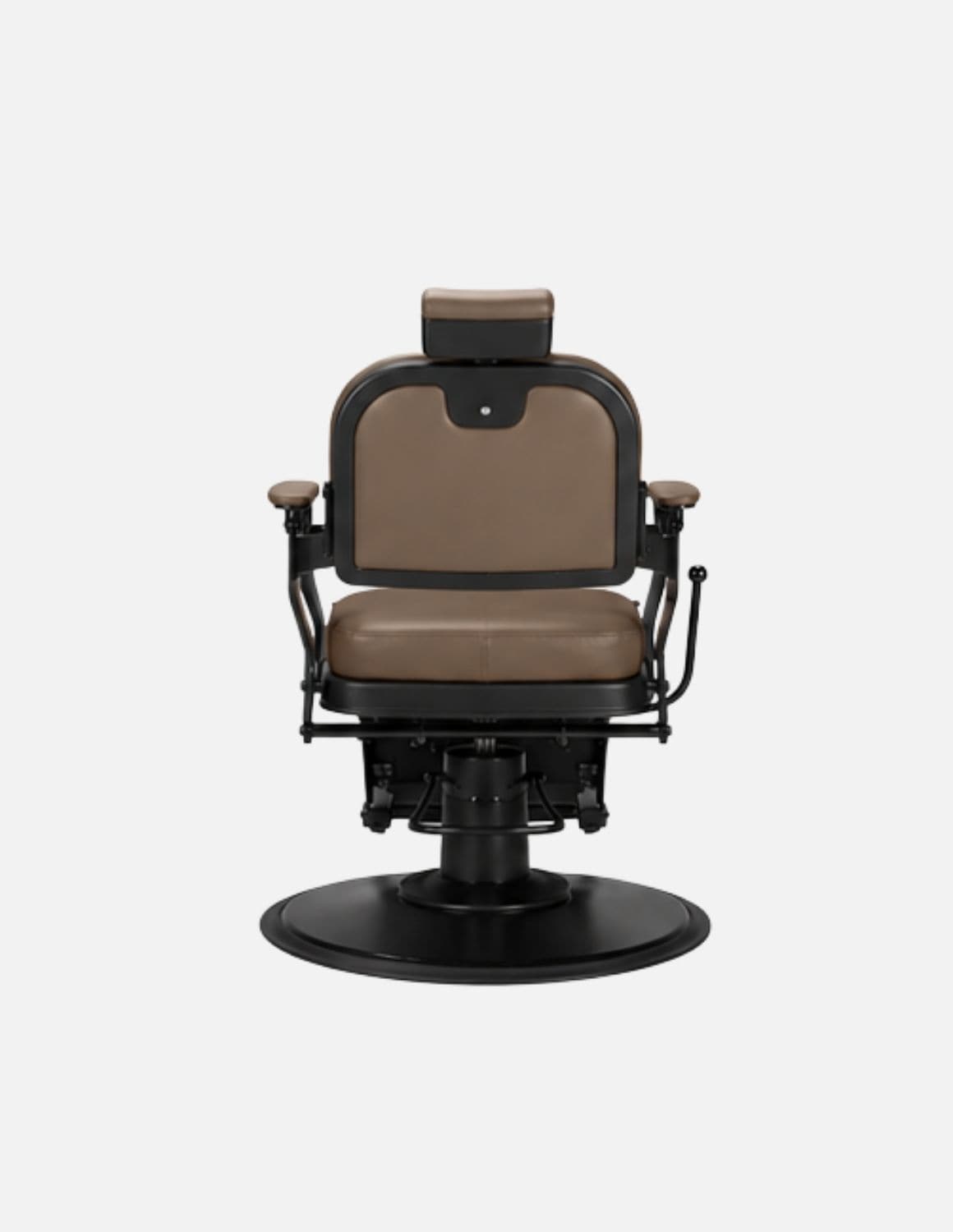 Atelier — Brown Barber Chair & Salon Chair in a Minimalist Design | Slim Hydraulic Chair with Reclining Backrest — Chrome or Matte Black Frame