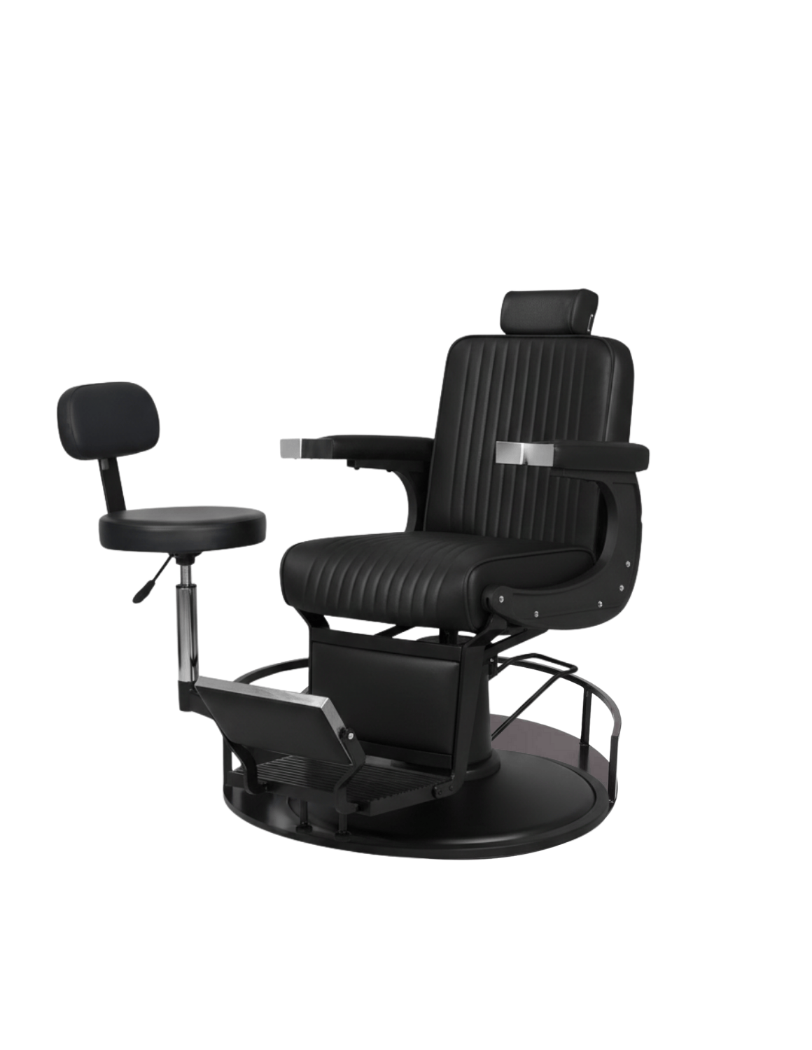 Rotierender Barber- und Friseurhocker 2.0 – höhenverstellbarer, drehbarer Arbeitshocker für Barbershop und Friseursalon mit komfortablem Sitz und stabiler Basis.
