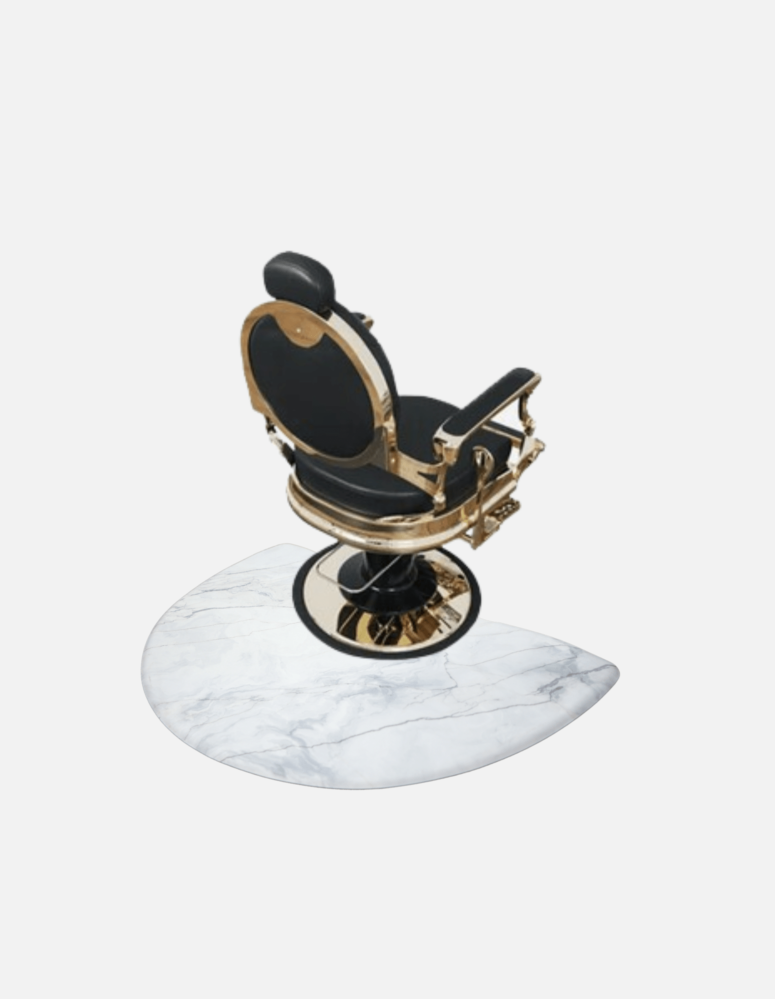 Anti-vermoeidheidsvloermat halve cirkel in Maya wit-grijs marmerdesign voor salons, studio's & kapperszaken