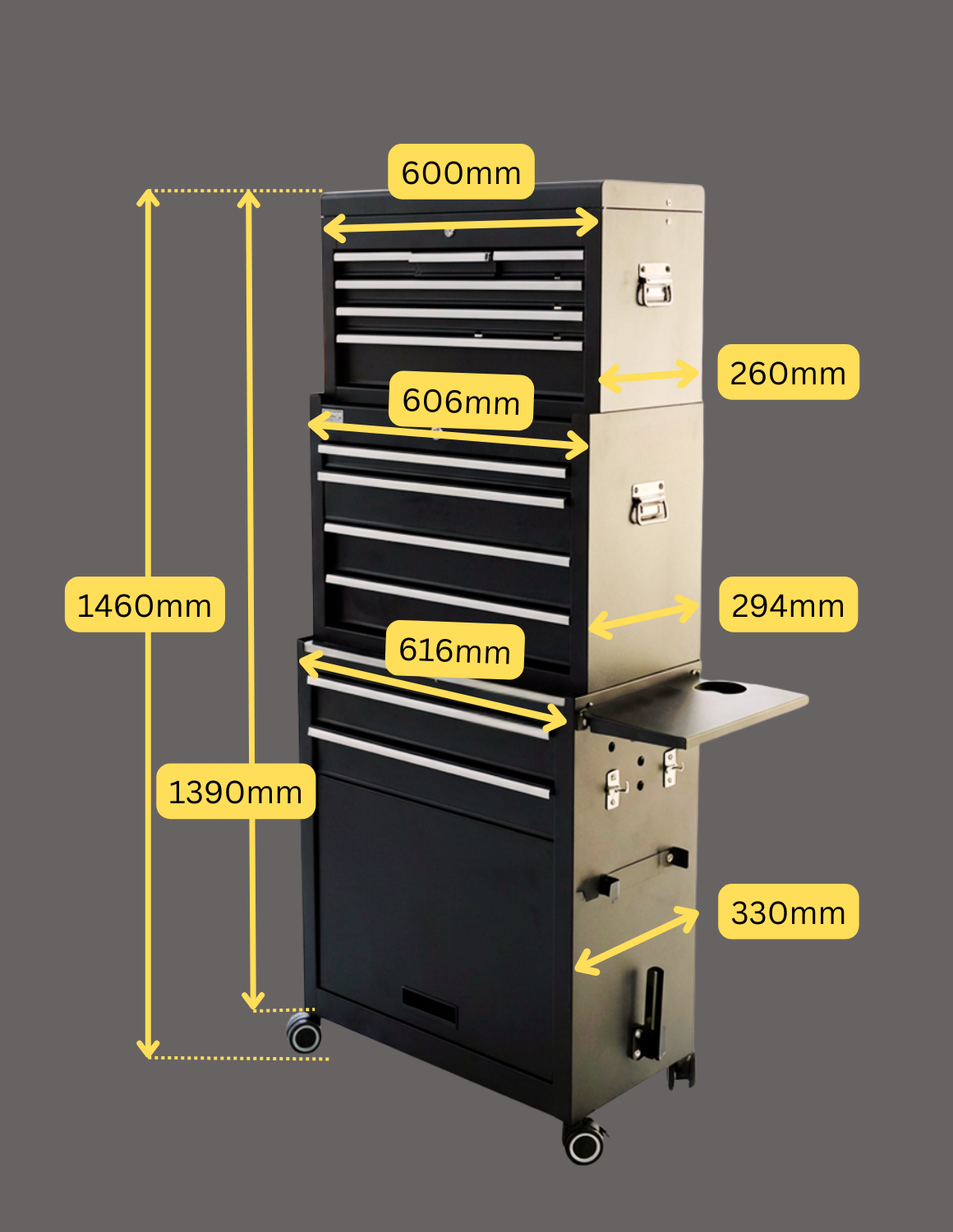 Erweiterung , Erhöhung mit 4 Schubladen für den Barber Trolley Rollwagen Pro Friseurwagen