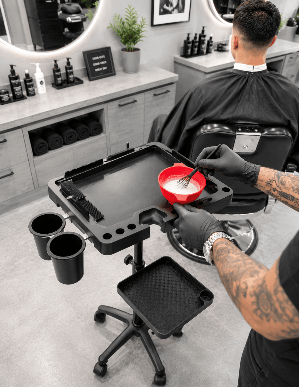 Magnetisches Rolltablett Tablett Trolley Organizer für Barber &- Friseurstühle Ablage Zubehör und zwei Etagen Rollablage