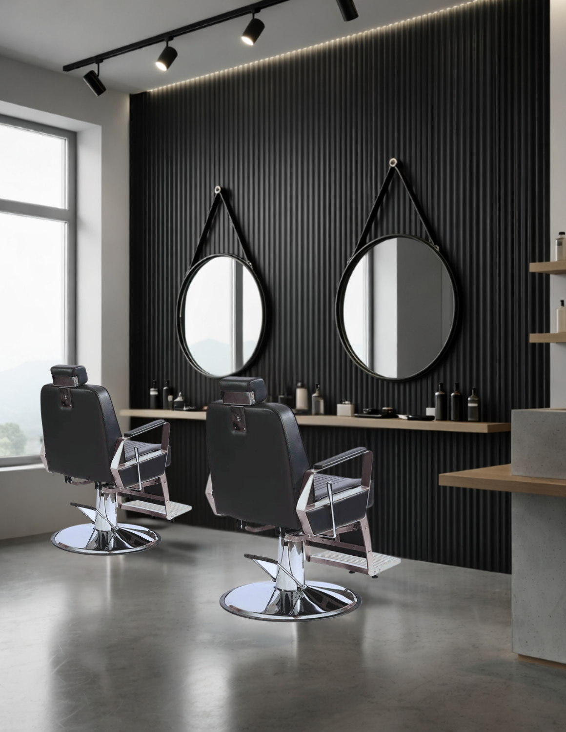 Dekorative selbstklebende Metallwandfliesen – stilvolle Wandverkleidung für Friseursalons, Barbershops und Kosmetikstudios mit modernem Design.