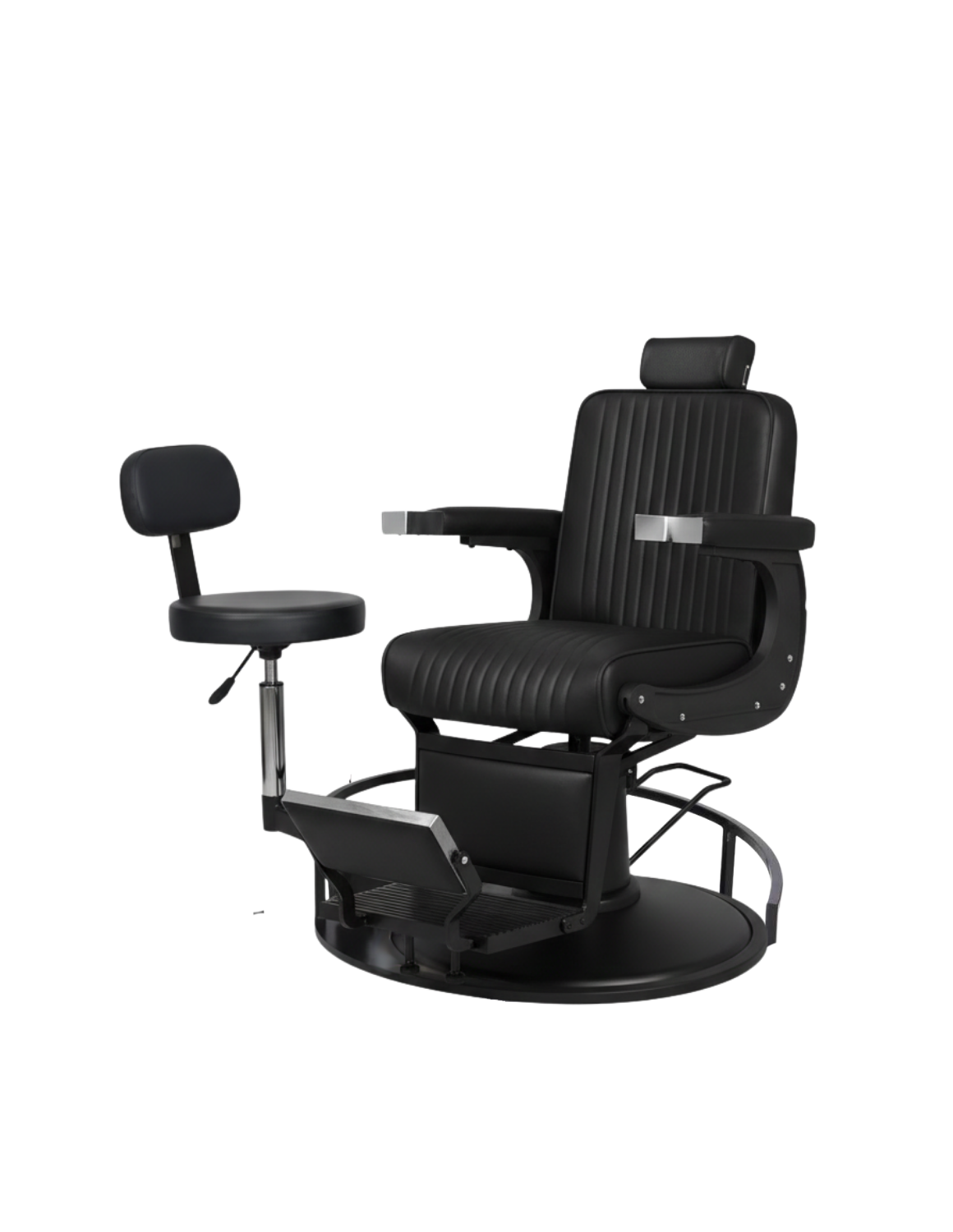 Rotierender Barber- und Friseurhocker 2.0 – höhenverstellbarer, drehbarer Arbeitshocker für Barbershop und Friseursalon mit komfortablem Sitz und stabiler Basis.